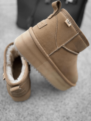 Botki damskie śniegowce MISTIC OLAVOGA beżowe