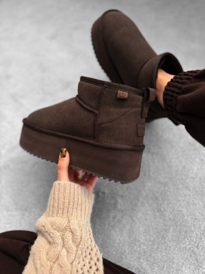 Botki damskie śniegowce MISTIC OLAVOGA brązowe