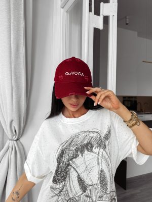 Czapka z daszkiem OLAVOGA BLUE HOUR bordowa